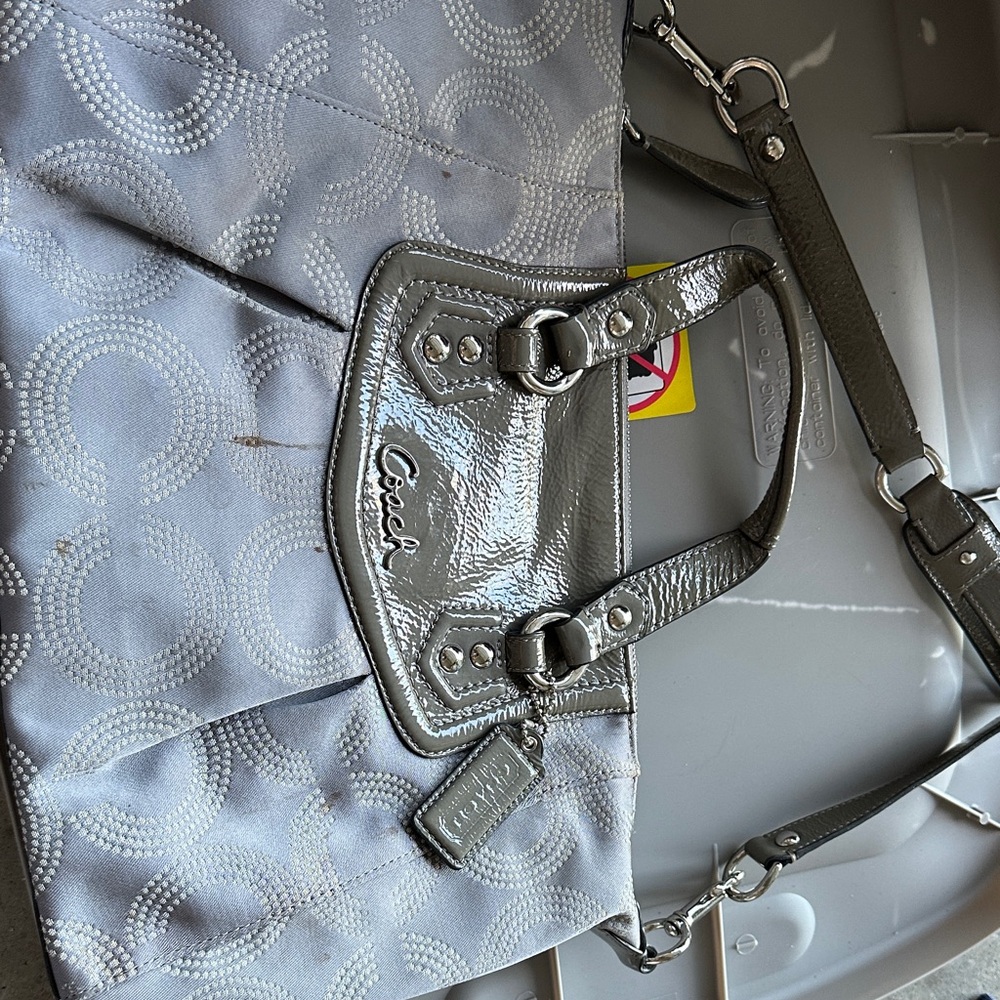 Coach Silver and Gray Shoulder Bag